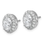 14k White Gold 2 1/2 carat Certified Lab Grown Diamond VS/SI+ G+ Oval Complete Halo Post Earrings
